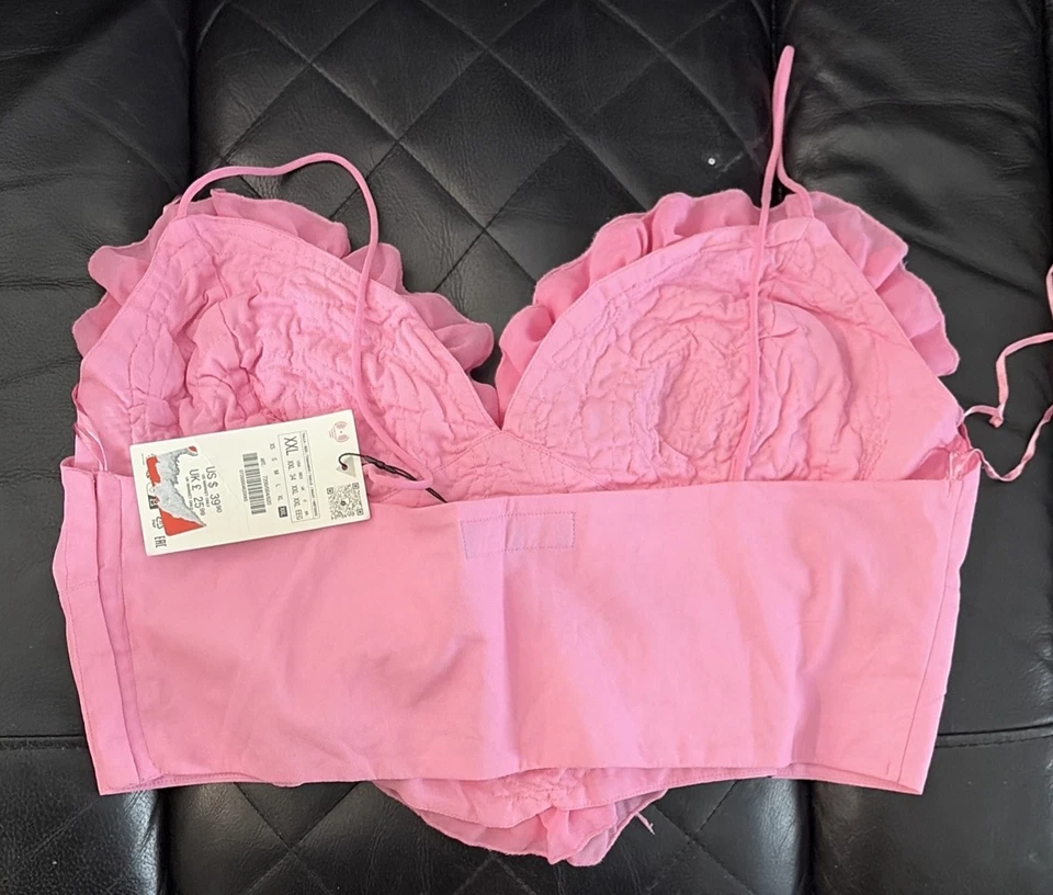 Zara объемный сердце в форме Sweetheart укороченный верхний розовый размер XS S M L 7200/004 новый - Изображение 3 из 4