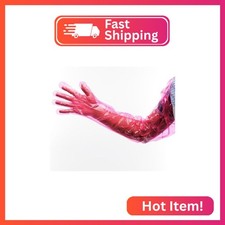 Jcwto 50pcs Disposable Long Plastic Gloves, Veterinary Insemination, Full Arm Lo