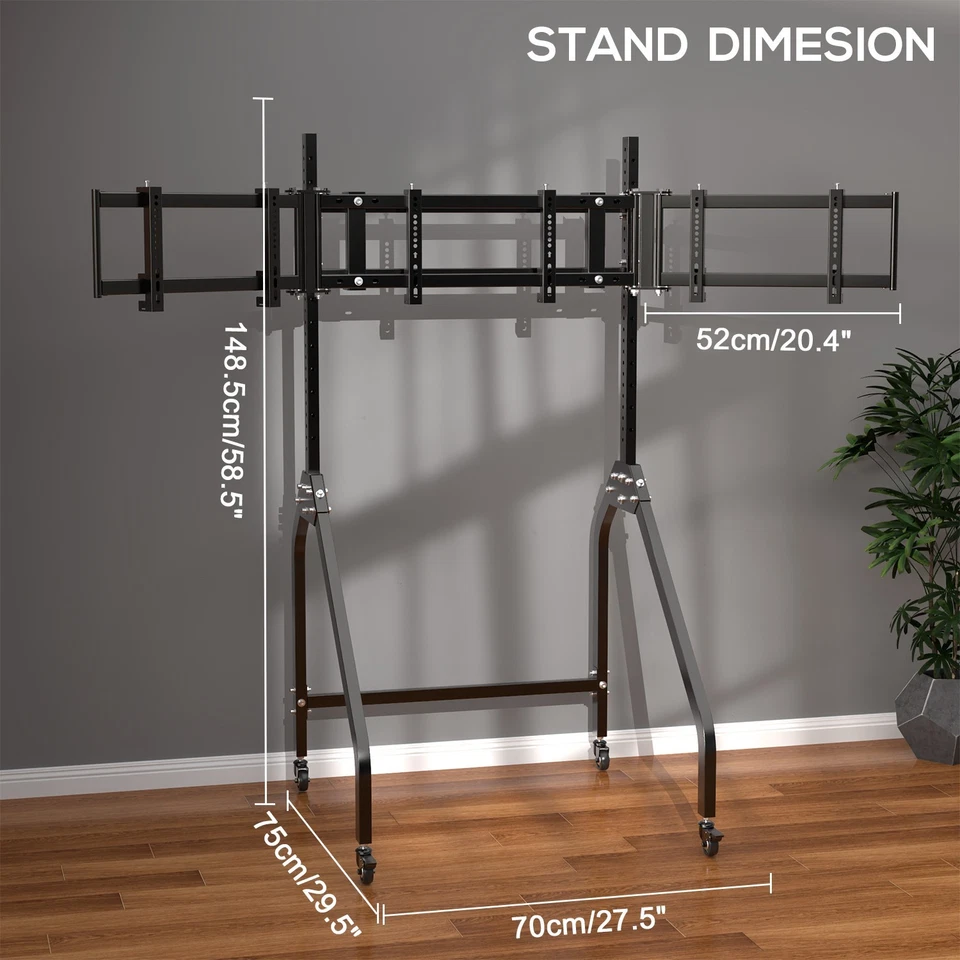 Zootopo Triple Monitor Stand With Locking Wheels For Any Racing Sim Cockpit - Image 2 of 4