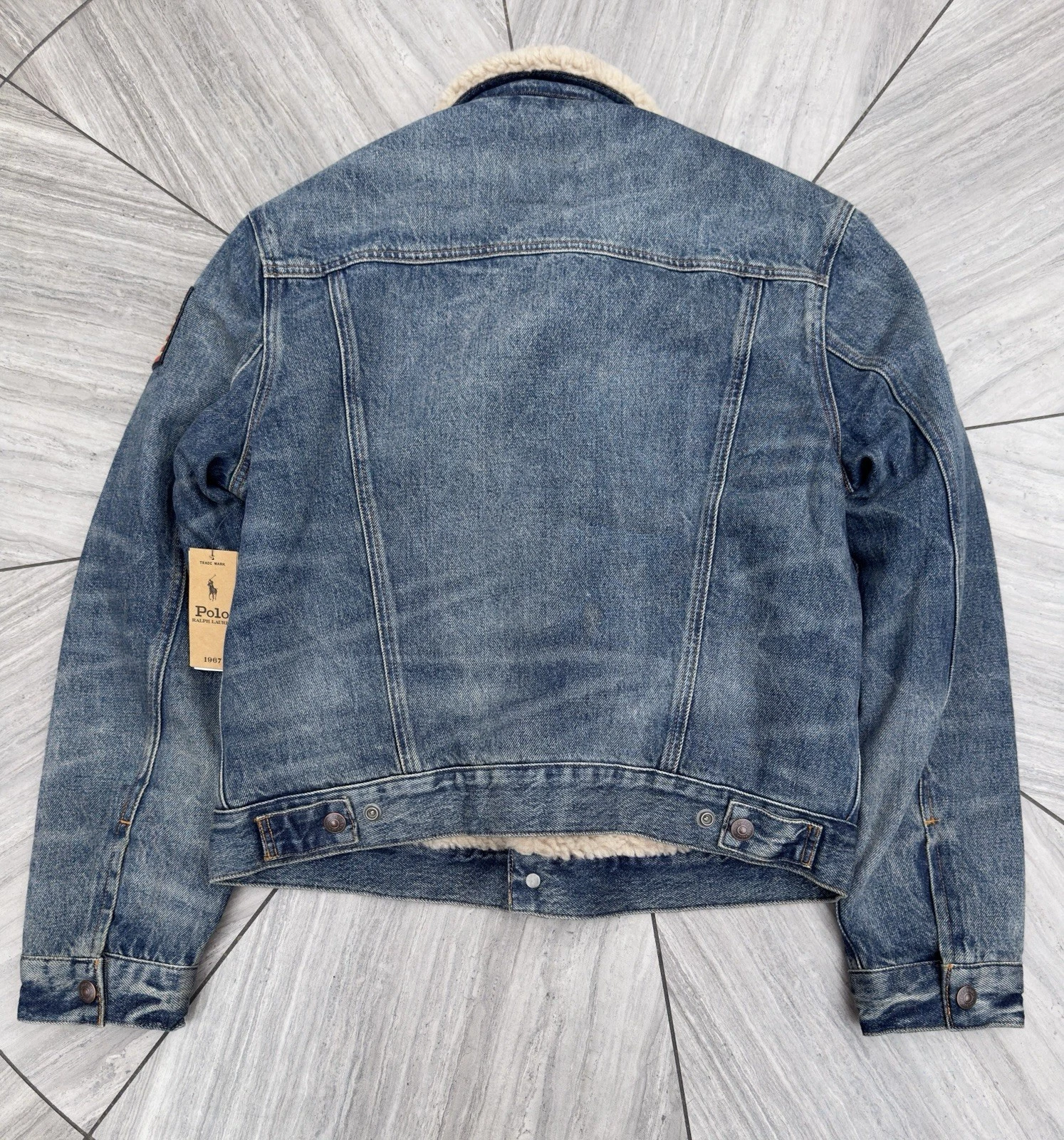 Polo Ralph Lauren Sherpa Fleece Lined Denim Trucker Jean Jacket Men’s Size L - product detail image 19