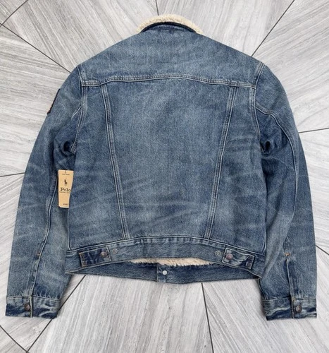 Polo Ralph Lauren Sherpa Fleece Lined Denim Trucker Jean Jacket Men’s Size L image 19