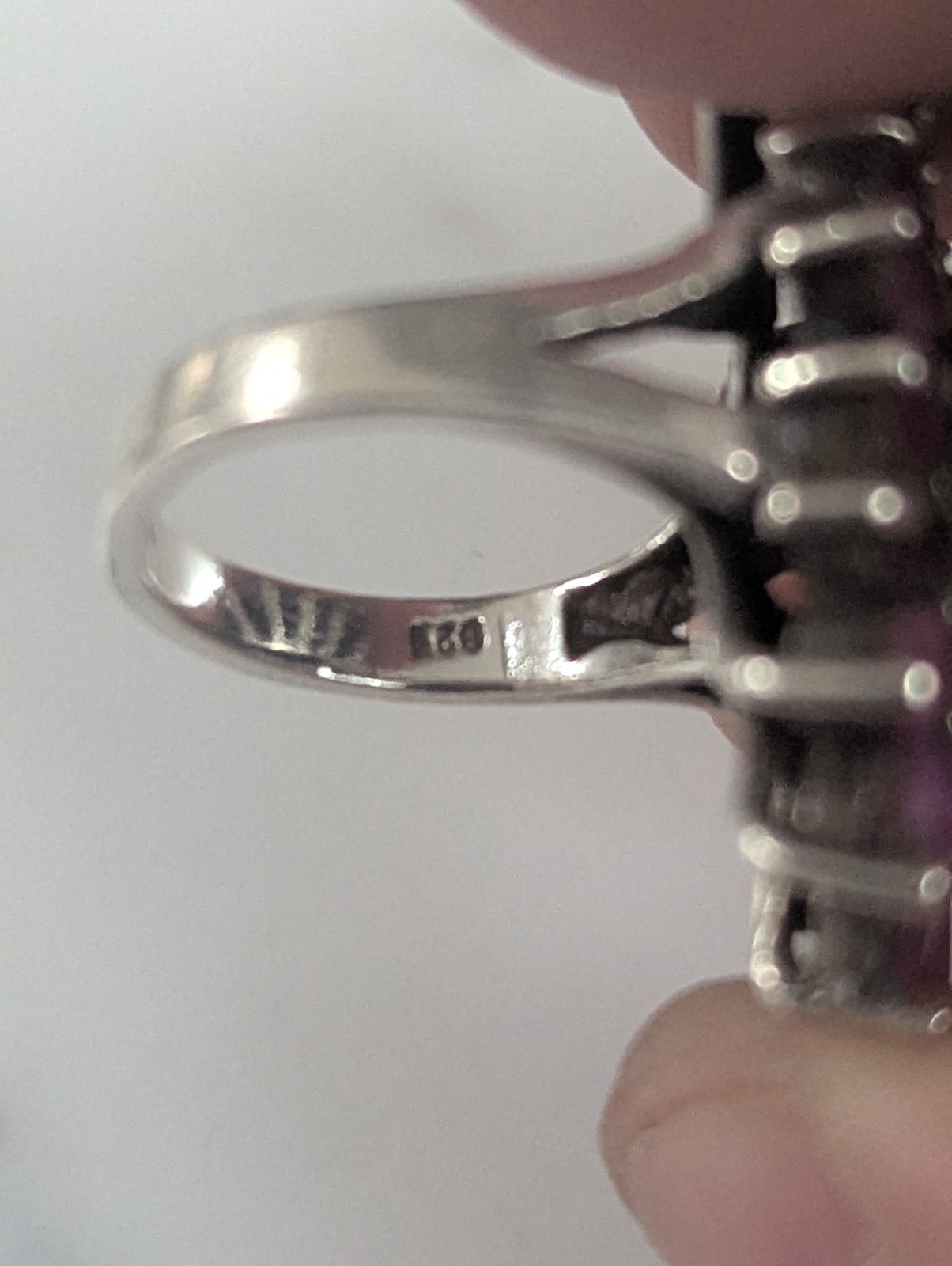 925 Sterling Silver Ruby Quartz & Marcasite Ring … - image 9