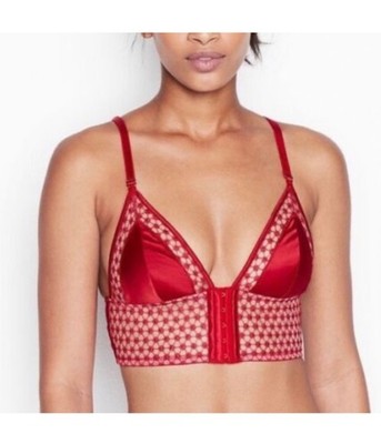 Victoria's Secret Red Luxe Lingerie Starburst Long Line Bra xcross back large  