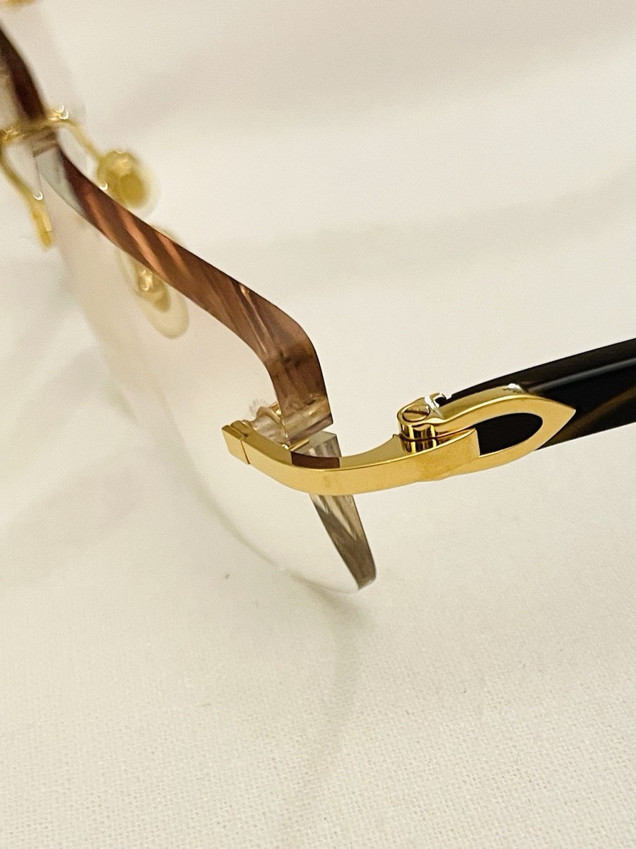 Cartier Paris サングラス CARTIER SANTOS PARIS GOLD TORTOISE SHELL RIMLESS AUTHENTIC FRAMES