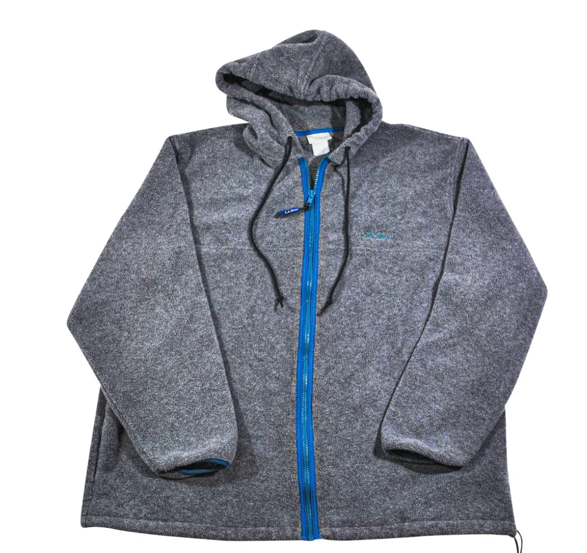 Vintage L.L. Bean Gray Blue Zip 90s Fleece Size Large