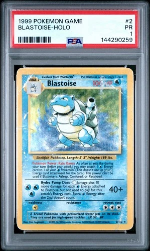 PSA 1 PR 1999 Base Set Blastoise 2/102 Holo Foil Pokemon WOTC Unlimited Rare