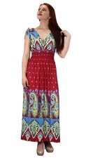 Exotic Floral Bohemian Tahiti Maxi Dress Fuchsia Turquoise Sleeveless XL