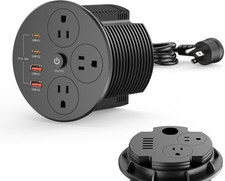 Desktop Power Grommet with 100W USB C, Double-Side Recessed Charging Station Plu