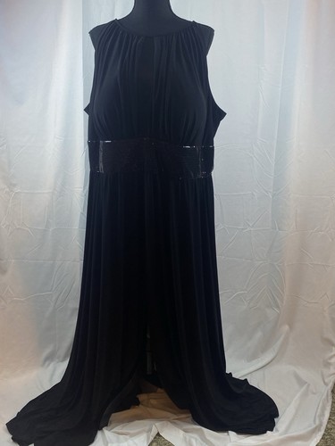 R&M Richards Women’s Size 22W Black Long Formal Dress Sequin Accent Sleeveless - Picture 2 of 22