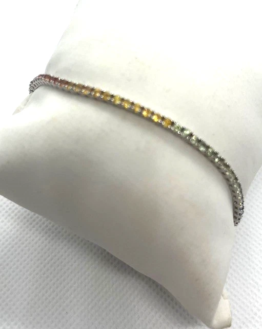 PULSERA TENIS ZAFIRO MULTICOLOR NATURAL ORO BLANCO 18K Foto 3 de 4