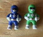 2 Vintage Mighty Morphin Power Rangers Pencil Topper Figure Green  & Blue Ranger