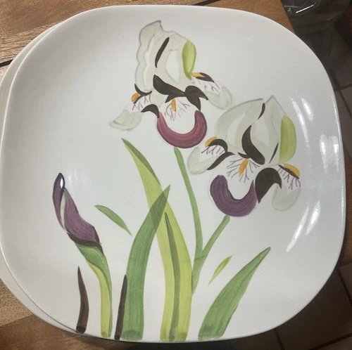 Set Of 2 Redwing Hand Painted Iris 10 1/2" Dinner Plates