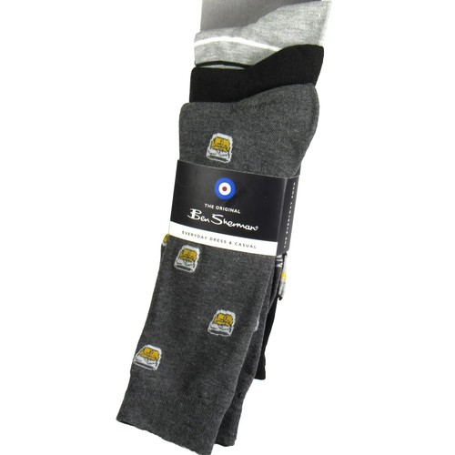 Ben Sherman Para Hombre Calcetines de Vestir Cóctel Rayas 3 Pares Gris Negro Combo Talla Única - Imagen 2 de 3