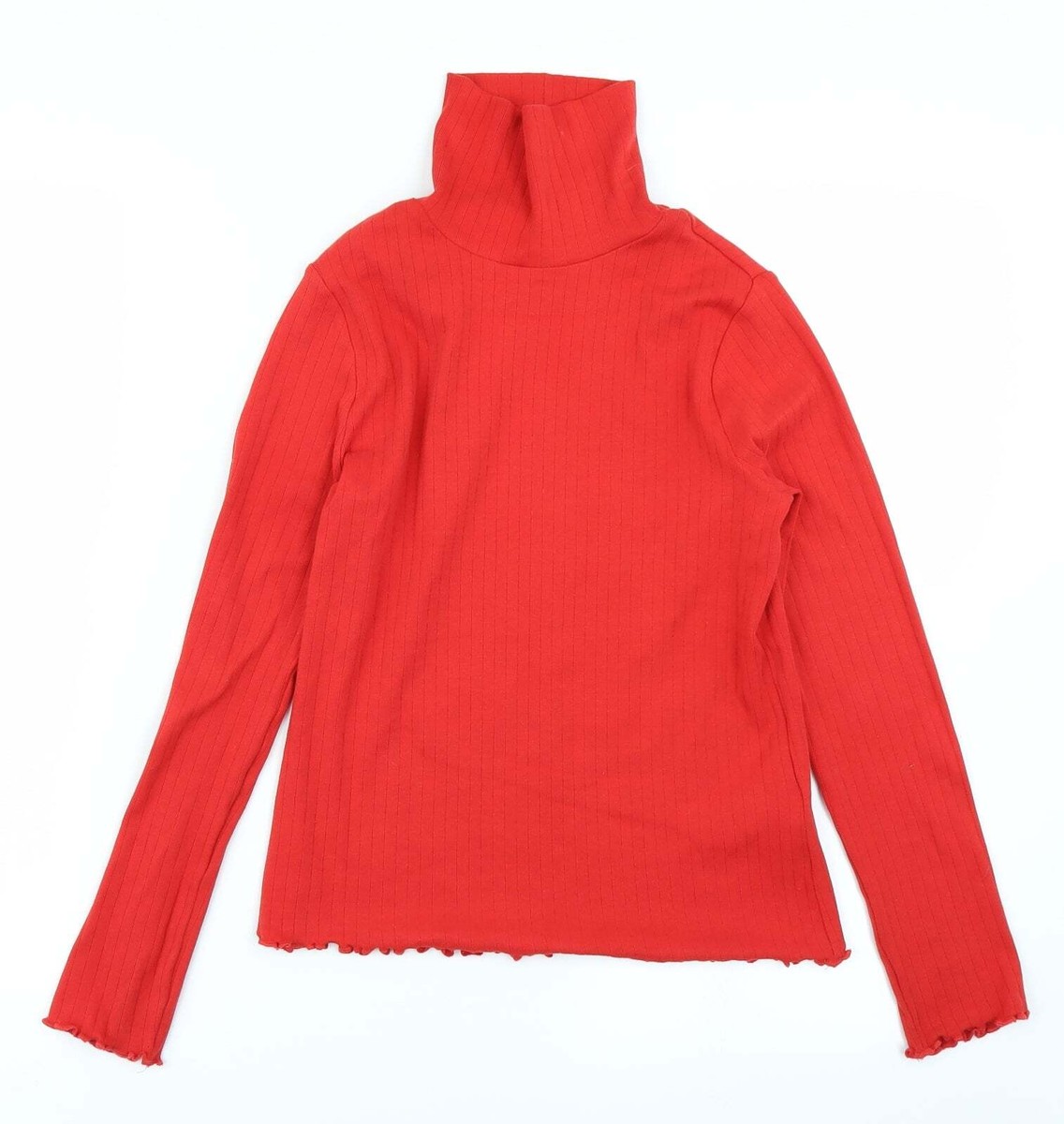 T-shirt Fille Marks And Spencer 8-9 Ans - Manches Courtes - Rouge à Rayures - Coton