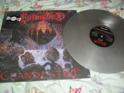 ENTOMBED -CLANDESTINE- AWESOME RARE LTD ED SILVER COLOR VINYL LP EARACHE NEW