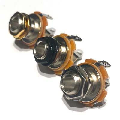 Guitar input jack socket chrome black or gold mono FREE RETURNS