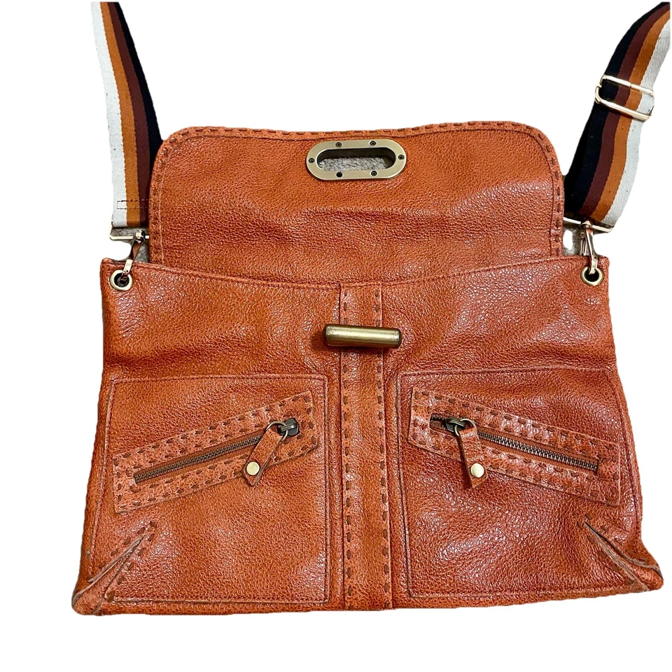 Bolso de Mano Carla Mancini de Cuero Naranja Sobre Palanca Hippie Boho Bolso sin Mano de Hombro Foto 2 de 4