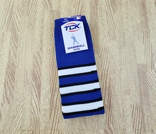 🔥 TCK Baseball Stirrup Socks Blue Black White Striped Large 300 Stirrups