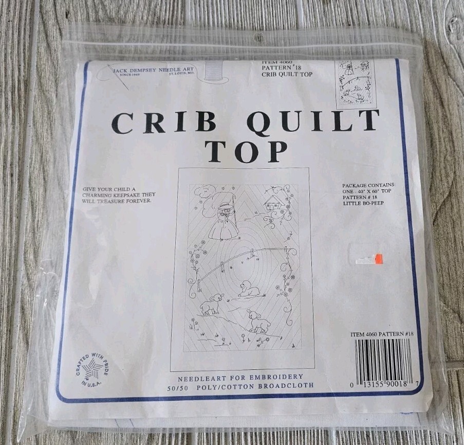 Jack Dempsey 4060 18 Stamped White Quilt Crib Baby Little Bo Peep Free