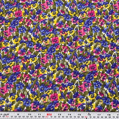 Pansy Bright by Fabric Freedom Floral Cotton Fabric by the HALF YARD 18'' x 43''