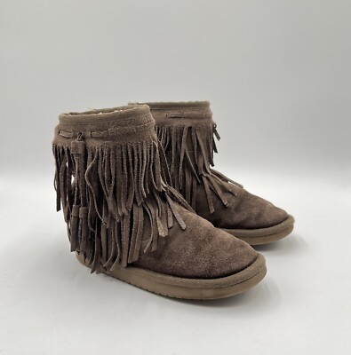 Koolaburra By Ugg Boots Girl’s Size Cable Ankle Fringe Biege