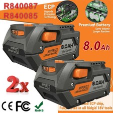 2PACK For Ridgid R840087 8.0Ah Lithium Battery Rigid 18 Volt R840085 Power Tools