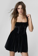 Nasty Gal Velvet Lace Trim Corset Skater Dress UK 6