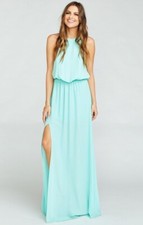 SMYM Heather Halter Dress in Sea Glass Crisp Large