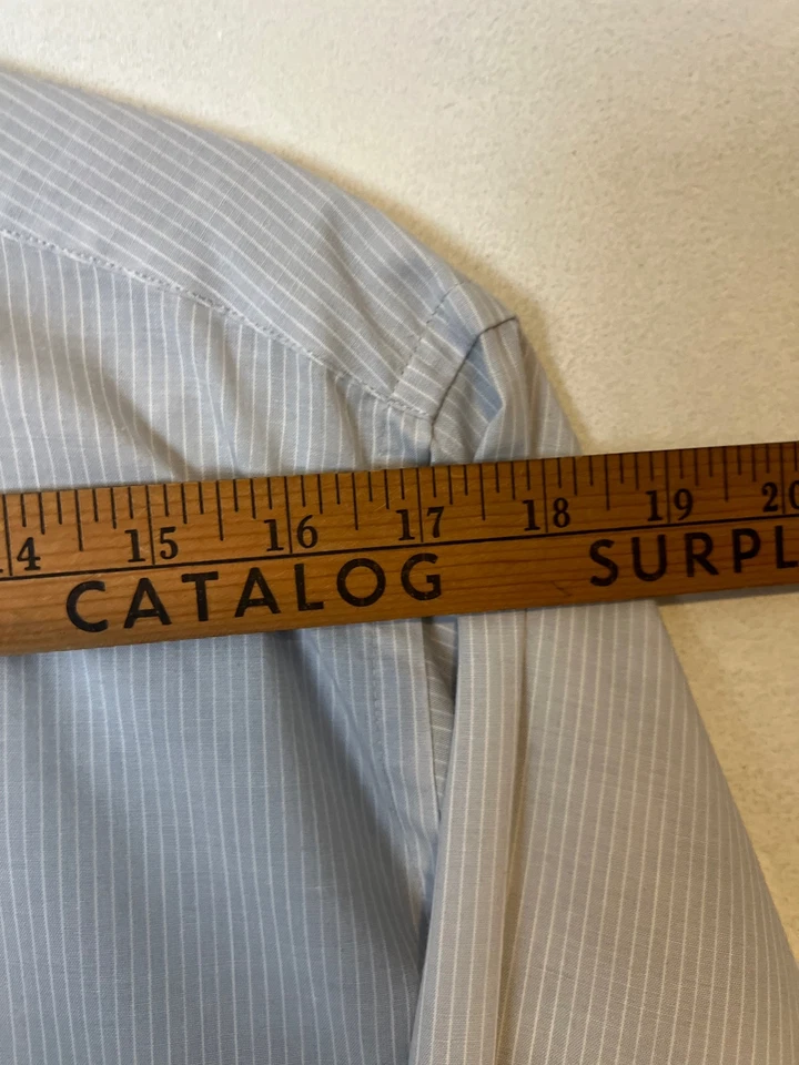 VINTAGE Ketch Dress Shirt Light Gray Pin Strip Single Stitch Button Down 16.5 - Image 2 of 4
