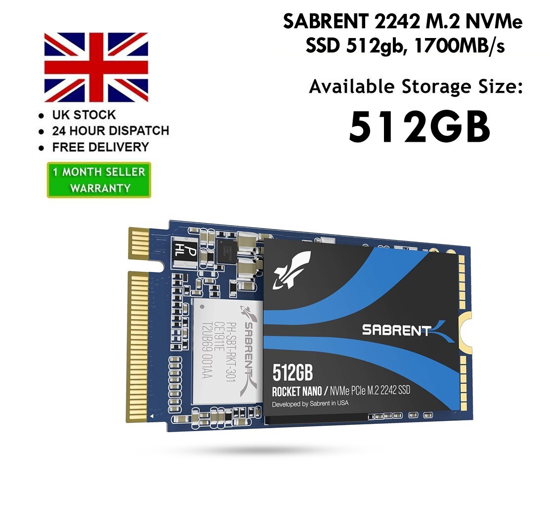 512GB Sabrent Rocket Nano NVMe 42mm PCIe X4, 2242 Internal SSD
