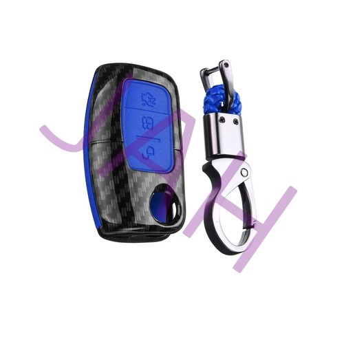 FERNBEDIENUNG SCHLÜSSELANHÄNGER ABDECKUNG FORD KOHLEFASER BLAU FÜR FORD FIESTA MONDEO FOCUS KA CMAX - Bild 2 von 8