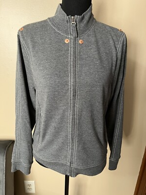 Onque Casuals Women's Jacket Full Zip Long Sleeve SZ PL Grey