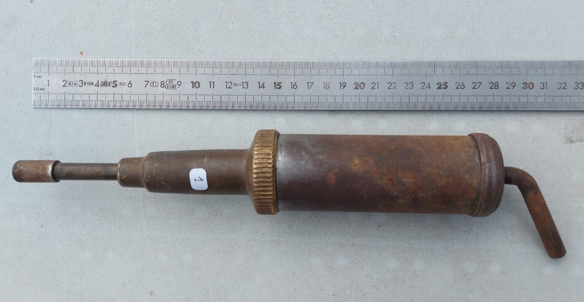Pompe à Graisse Ancienne Tecalemit - Pistolet à Graisse En Métal, Occasion état Correct