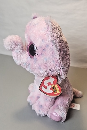 Ty Beanie Boos ELLIE rosa Elefant 6 Zoll Plüschtier Stofftier Spielzeug Glitzeraugen süß - Bild 2 von 8
