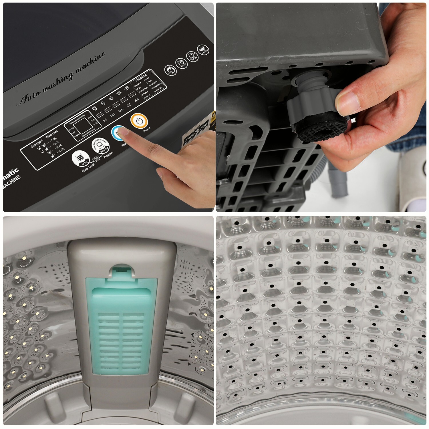 Washing Machine 17.8lbs Capacity Fully Automatic Compact Washer with