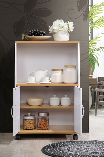 Mini Microwave Cart, White - Picture 4 of 12