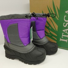 Itasca Cerebus Winter Snow Boot Girl's Size 13 Purple Nylon Bungee Cinch