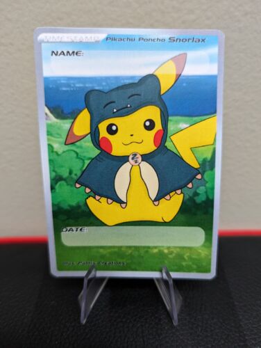 Pokemon Pikachu Timestamp Card - Custom Pikachu Snorlax Poncho Timestamp Card - Picture 1 of 1