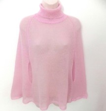 Very Light Poncho O/s Mohair Pink Turtleneck Armholes Cape T-neck One Size