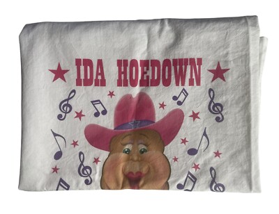 IDA HOEDOWN Country Western Potato Cowgirl Tea Towel 28x28 By Kitchen City New