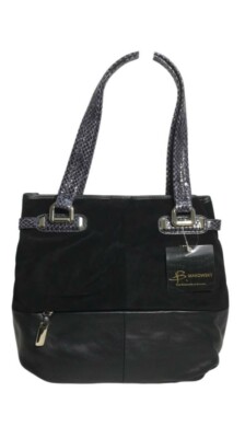NWT B. Makowsky Collins Woman's Leather/Suede Tote Black Color MSRP: $155.00