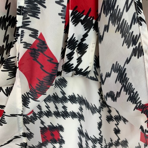 Vintage 80er Jahre formschön seidig Rad geometrisch Squiggles Knopfleiste Camp Hemd 14 - Bild 10 von 12