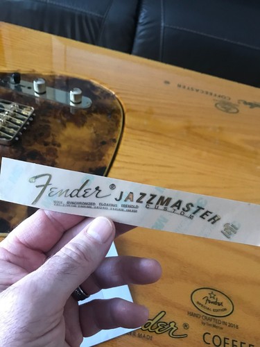 Fender Jazzmaster Guitar Decal 3d metal Headstock Restoration Sticker Logo m99 - Picture 9 of 17