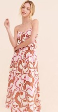 Anthropologie By Astr The Label Suzy Midi Dress Pink And Terracotta Size S