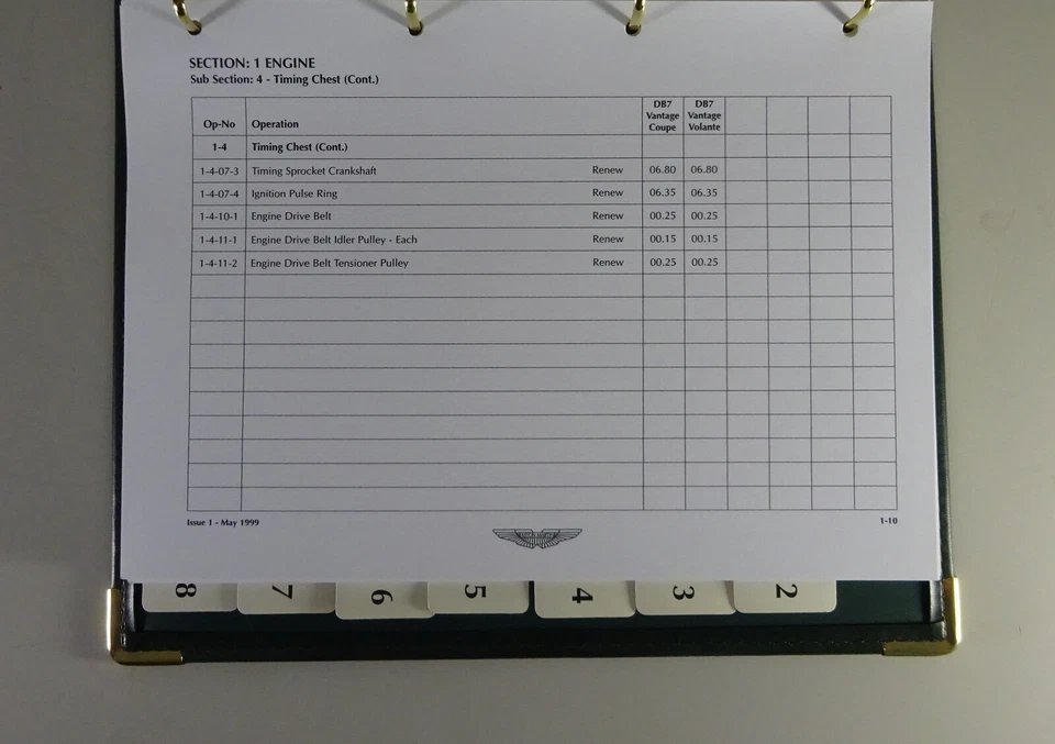 Orari Di Lavoro / Programmi Di Manodopera Aston Martin DB7 Vantage Stand 05/1999 - Immagine 3 di 4