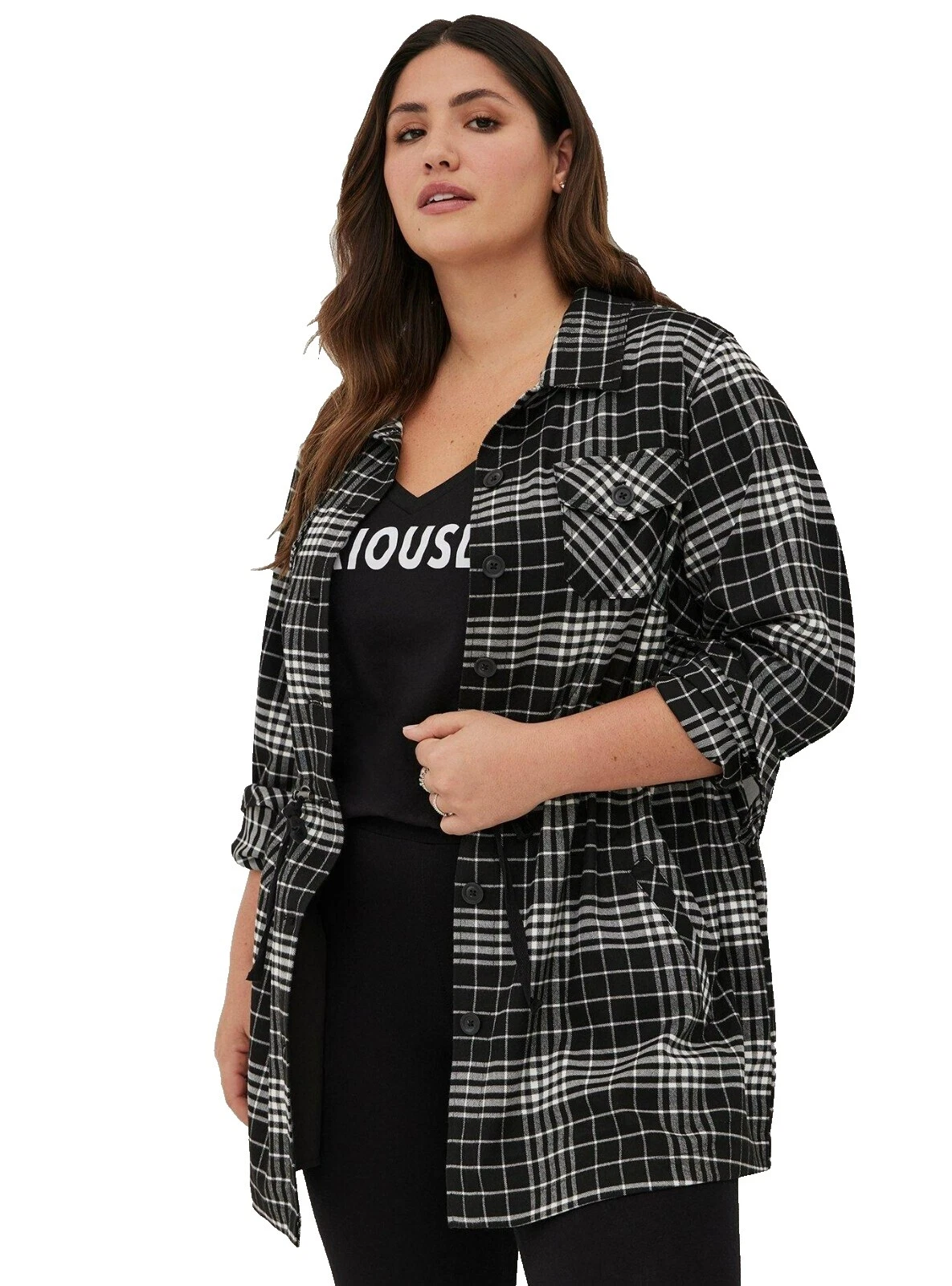 Torrid Plaid Black Coats, Jackets & Vests for Women