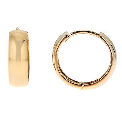 14k Gelb- oder Weißgold glänzend runde Huggies Reifen Ohrringe 4,5 x 15 mm