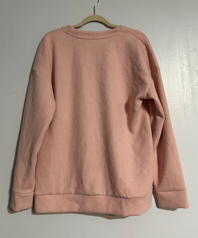 Marc New York женщин свитер взрослых большой розовой воды розовый ребристый v-образным вырезом размер L - Изображение 2 из 4