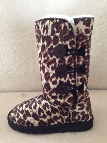 UGG Boots 3 Buttons Synthetic Wool Colour Brown Leopard Multi Size On Special - Picture 1 of 1