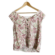 Sahara Linen Abstract Print Sleeveless Button Front Top Large UK 14/16 Summer